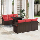 Garden Sofa Set with Cushion and Storage 7 pcs Brown Poly Rattan