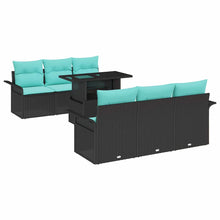 Tuin Sofa Set met kussen met opslag 7 pcs Zwart Poly riet