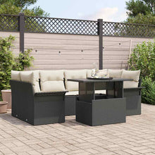 Tuin Sofa Set met kussen met opslag 7 pcs Zwart Poly riet