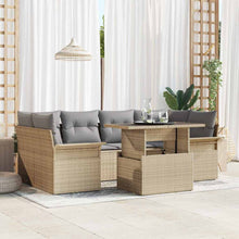 Tuin Sofa Set met kussen met opslag 7 pcs Beige Poly riet