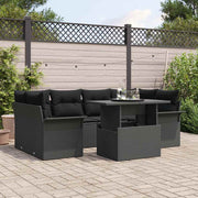 Tuinbank set poly rattan zwart 7 delig modulair