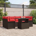 Garden Sofa Set with Cushion and Storage 7 pcs Brown Poly Rattan