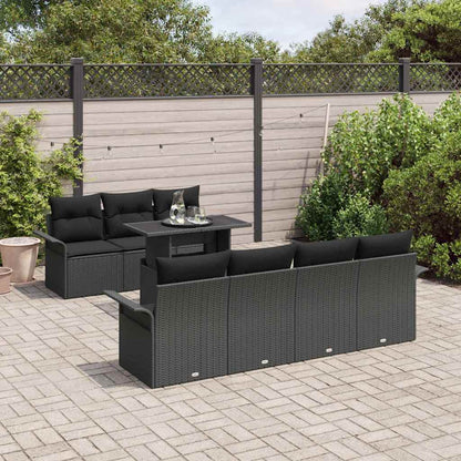 Tuin Sofa Set met kussen met opslag 8 pcs Zwart Poly Rattan