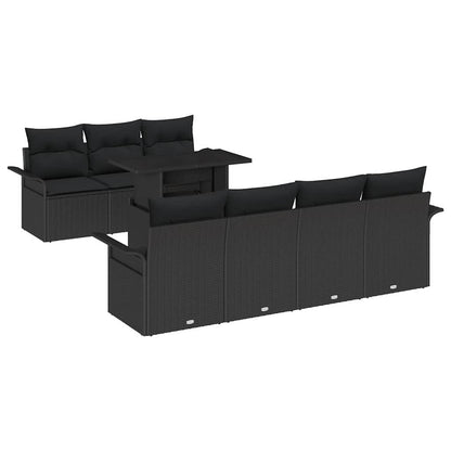 Tuin Sofa Set met kussen met opslag 8 pcs Zwart Poly Rattan