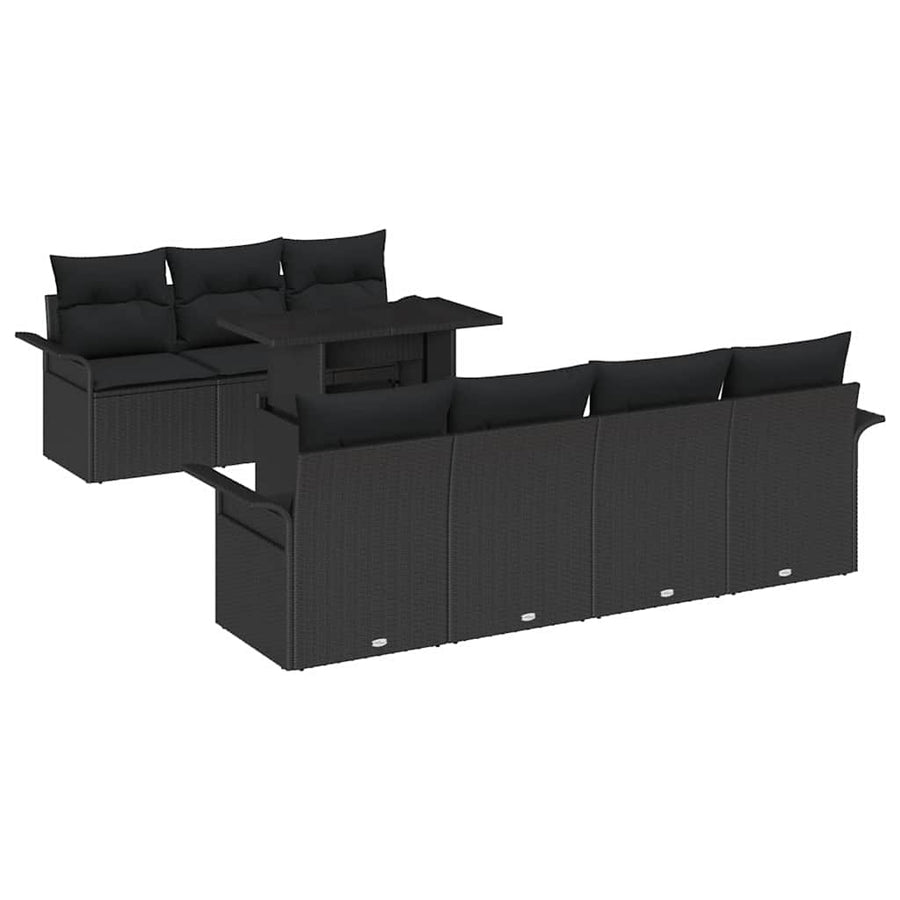 Tuin Sofa Set met kussen met opslag 8 pcs Zwart Poly Rattan