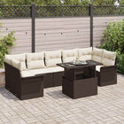 Garden Sofa Set with Cushions and Storage 8 pcs Brown Poly Rattan