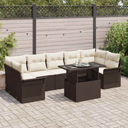 Tuinset poly rotan bruin modulair met opbergruimte 7 zitplaatsen