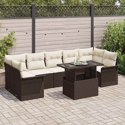 Tuin Sofa Set met kussen met opslag 8 pcs Bruin Poly riet