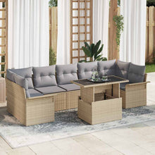 Tuin Sofa Set met kussen met opslag 8 pcs Beige Poly riet