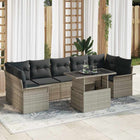 Garden Sofa Set with Cushion with Storage 8 pcs Light Grey Poly Rattan