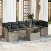 Tuin loungeset 8-delig lichtgrijs poly riet
