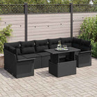 Garden Sofa Set with Cushion and Storage 8 pcs Black Poly Rattan