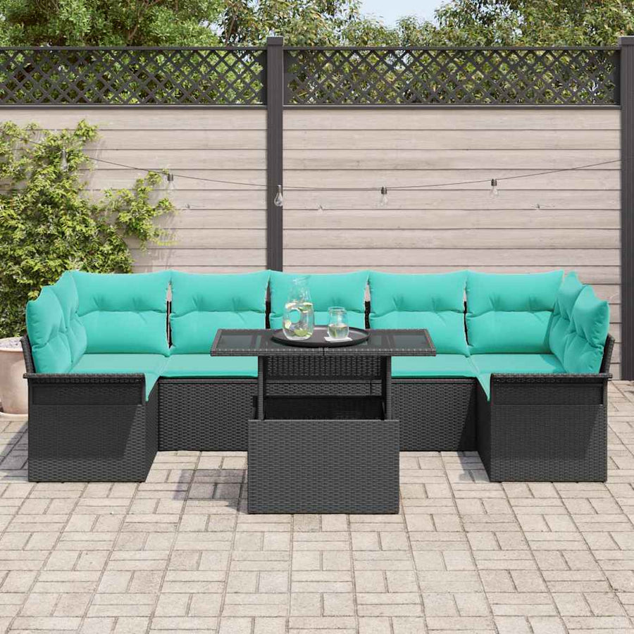 Tuin Sofa Set met kussen met opslag 8 pcs Zwart Poly Rattan