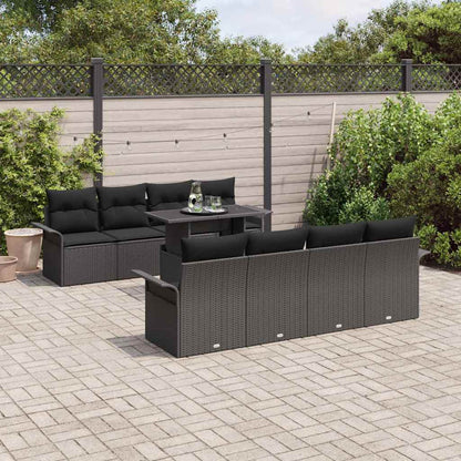 Tuin Sofa Set met kussen met opslag 9 pcs Zwart Poly Rattan