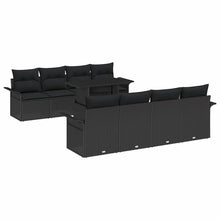 Tuin Sofa Set met kussen met opslag 9 pcs Zwart Poly Rattan