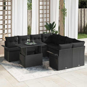 Tuinset poly rattan 9-delig zwart