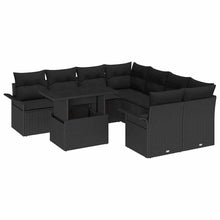 Tuin Sofa Set met kussen met opslag 9 pcs Zwart Poly Rattan