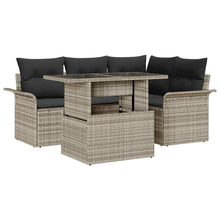 Tuin Sofa Set met kussen met opslag 5 pcs Lichtgrijs Poly riet