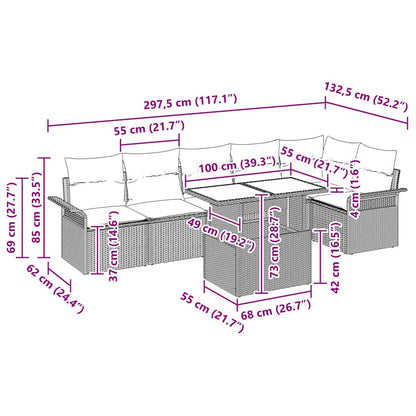Tuin Sofa Set met kussen met opslag 7 pcs Zwart Poly riet