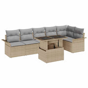 Tuinset 7-delig poly rotan beige