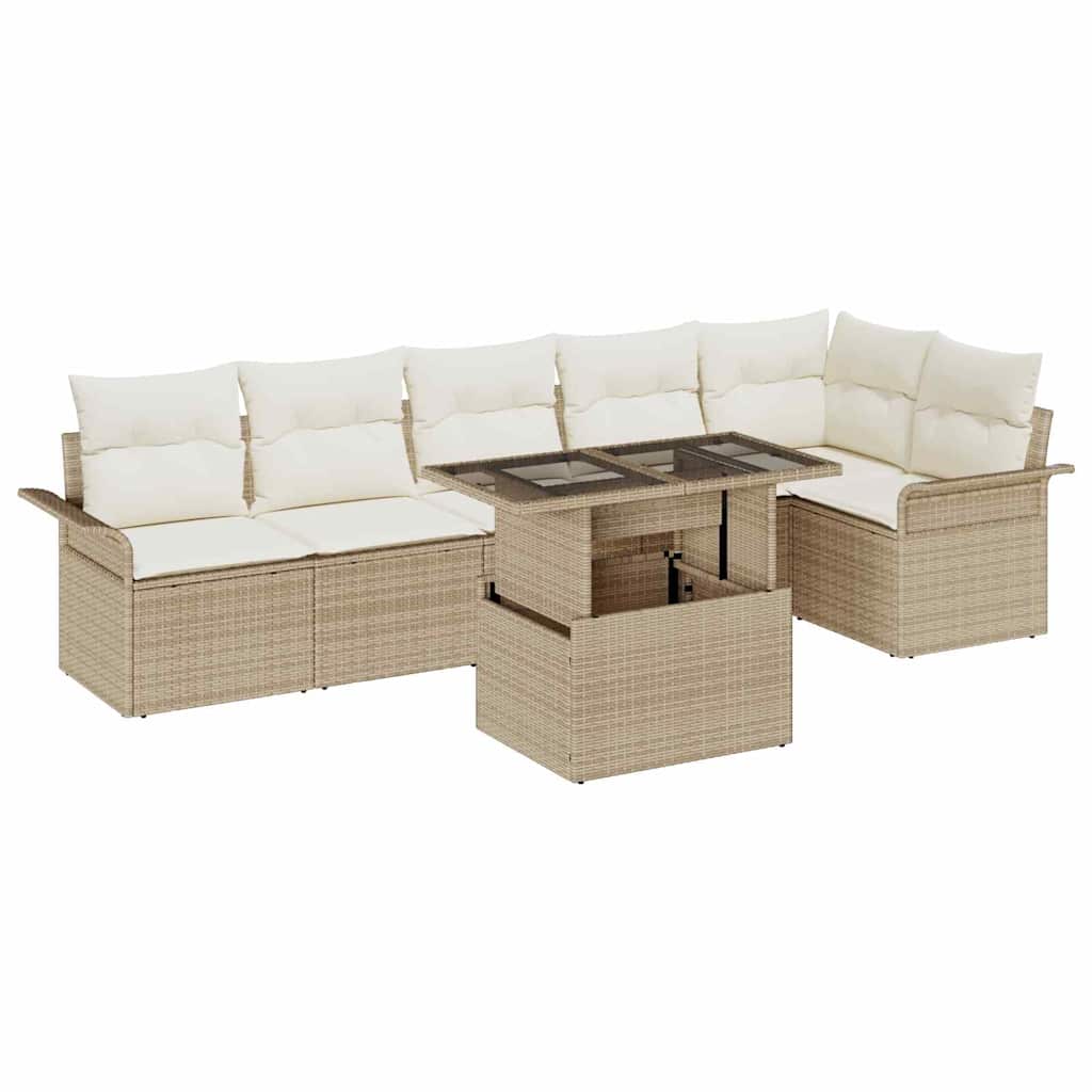 Tuin Sofa Set 7 st Beige [Synthetisch]: Poly Rattan