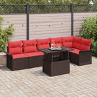 Tuinset poly rotan bruin 7-delig modulair