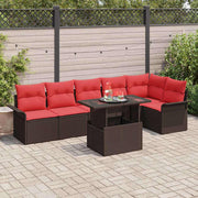 Tuinset poly rotan bruin 7-delig modulair