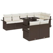 Tuinset poly rotan bruin 9-delig modulair