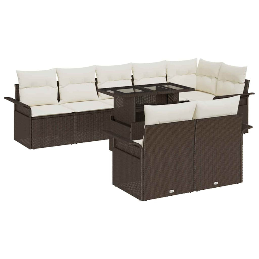 Tuin Sofa Set met kussen met opslag 9 pcs Bruin Poly riet