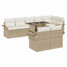 Tuin Sofa Set met kussen met opslag 9 pcs Beige Poly riet