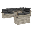 Garden Sofa Set with Cushion with Storage 9 pcs Light Grey Poly Rattan
