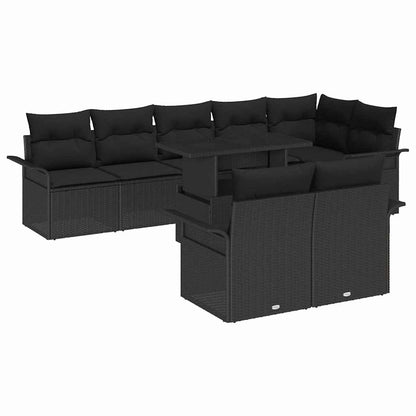 Tuin Sofa Set met kussen met opslag 9 pcs Zwart Poly riet