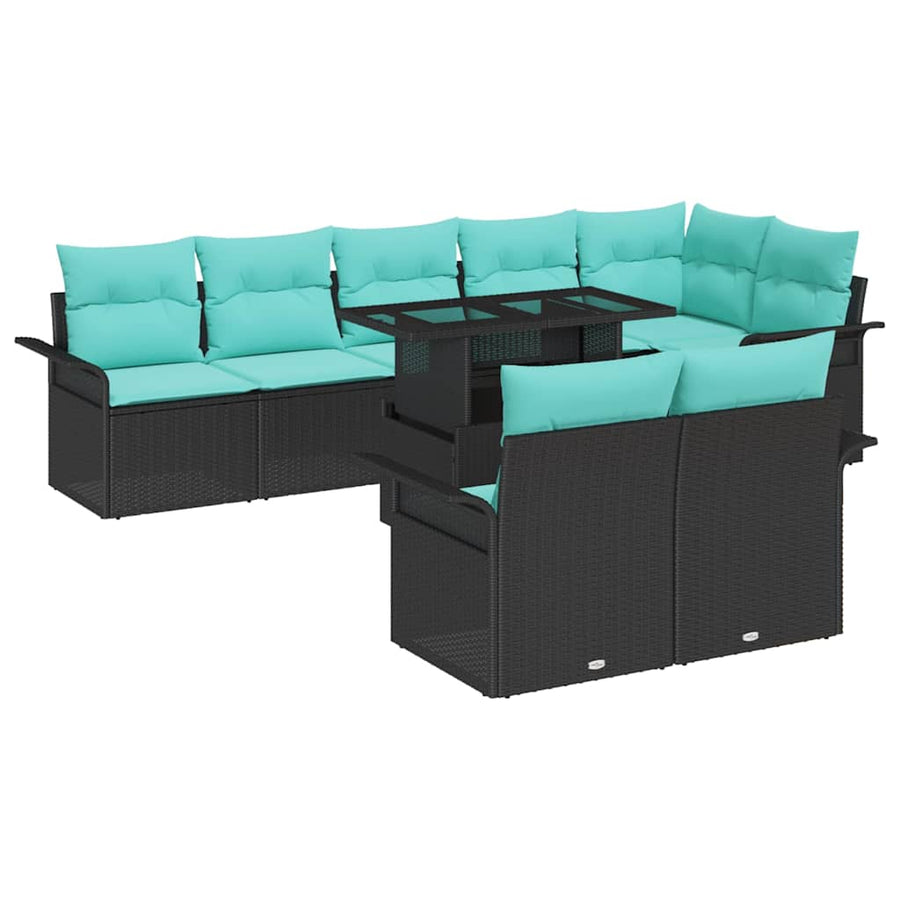 Tuin Sofa Set met kussen met opslag 9 pcs Zwart Poly Rattan