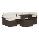 Garden Sofa Set with Cushion and Storage 7 pcs Brown Poly Rattan