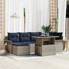 Outdoor Sofa Set with Cushions and Storage 7 pcs Grey Poly Rattan
