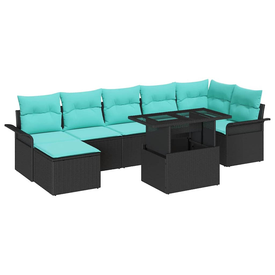 Tuin Sofa Set met kussen met opslag 8 pcs Zwart Poly Rattan