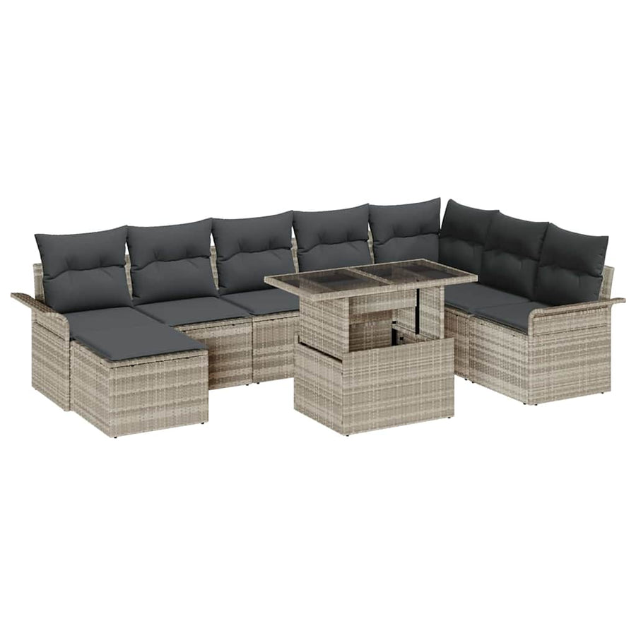 Tuin Sofa Set met kussen met opslag 9 pcs Lichtgrijs