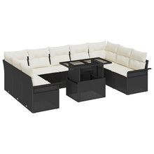 Tuin Sofa Set met kussen met kussen 10 pcs Zwart Poly Rattan