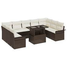 Tuin Sofa Set met kussen met kussen 10 pcs Bruin Poly Rattan