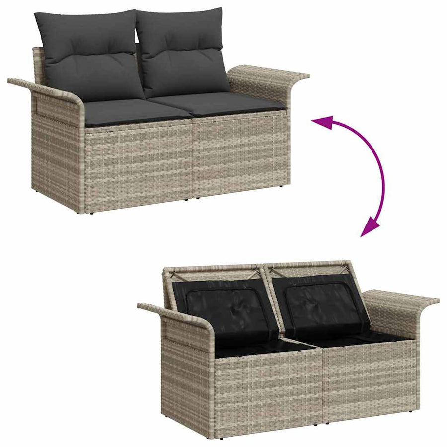 Tuin Sofa Set met kussen 10 pcs Lichtgrijs Poly Rattan