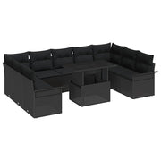 Loungeset poly rattan zwart 289x187,5x85 cm