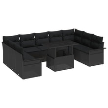 Tuin Sofa Set met kussen met kussen 10 pcs Zwart Poly Rattan