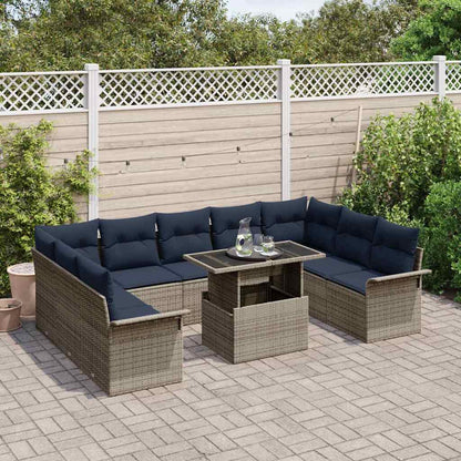 Tuin Sofa Set met kussen met kussen 10 pcs Grijs Poly Rattan