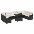 Garden Sofa Set with Cushions 11 pcs Black Poly Rattan