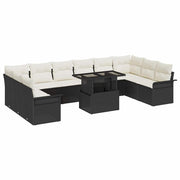 Loungeset 11-delig polyrattan zwart