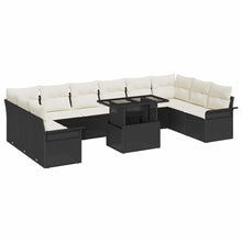 Tuin Sofa Set met kussen met kussen 11 pcs Zwart Poly Rattan