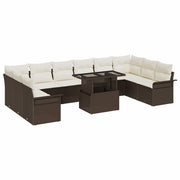 Tuinset poly rattan bruin 344x187,5x85 cm