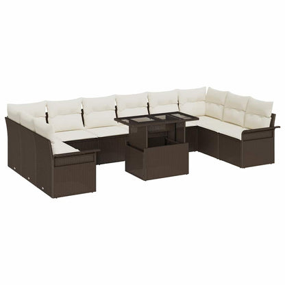 Tuin Sofa Set met kussen met kussen 11 pcs Bruin Poly Rattan
