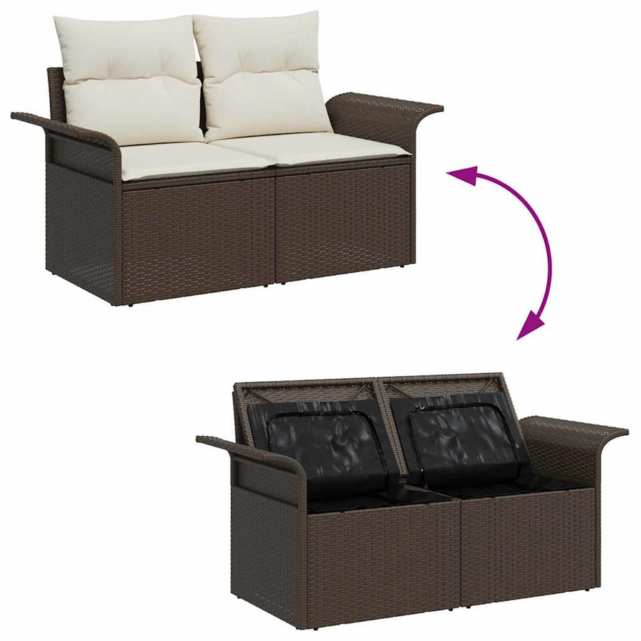 Tuin Sofa Set met kussen met kussen 11 pcs Bruin Poly Rattan