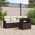 Garden Sofa Set with Cushion 5 pcs Brown Poly Rattan